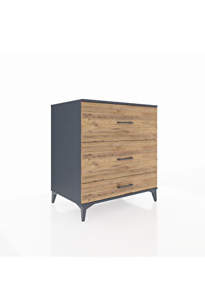 Kronos Şifonyer 3 Çekmeceli 88x59x96 Antrasit-Çam
