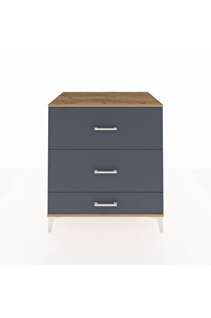 Kronos Şifonyer 3 Çekmeceli 88x59x96 Çam-Antrasit