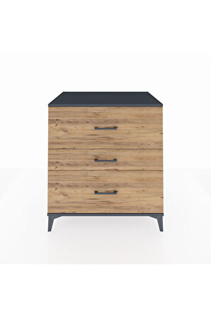 Kronos Şifonyer 3 Çekmeceli 88x59x96 Antrasit-Çam