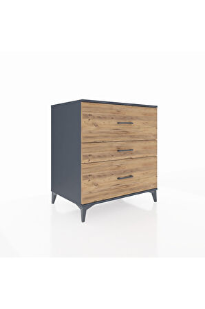 Kronos Şifonyer 3 Çekmeceli 88x59x96 Antrasit-Çam