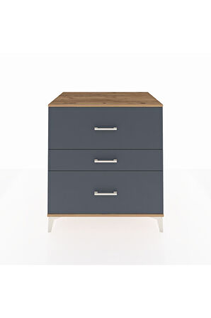 Kronos Şifonyer 3 Çekmeceli 88x59x96 Çam-Antrasit