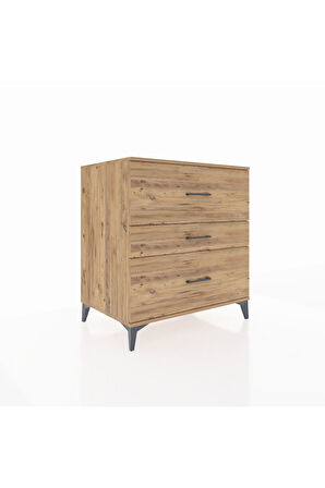Kronos Şifonyer 3 Çekmeceli 88x59x96 Çam-Çam