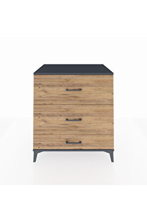 Kronos Şifonyer 3 Çekmeceli 88x59x96 Antrasit-Çam