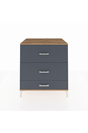 Kronos Şifonyer 3 Çekmeceli 88x59x96 Çam-Antrasit