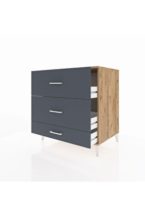 Kronos Şifonyer 3 Çekmeceli 88x59x96 Çam-Antrasit