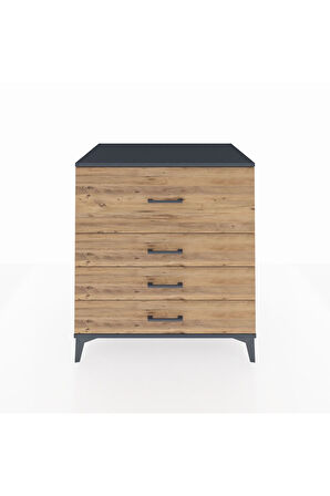 Kronos Şifonyer 4 Çekmeceli 88x59x96 Antrasit-Çam