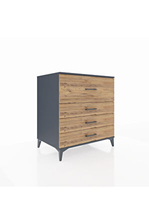 Kronos Şifonyer 4 Çekmeceli 88x59x96 Antrasit-Çam