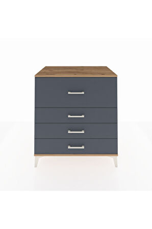 Kronos Şifonyer 4 Çekmeceli 88x59x96 Çam-Antrasit