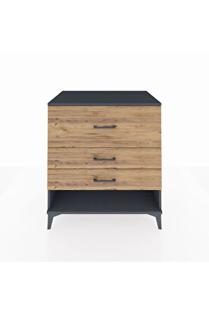 Kronos Şifonyer 3 Çekmeceli 88x59x96 Antrasit-Çam