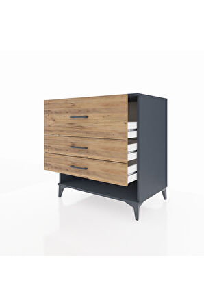 Kronos Şifonyer 3 Çekmeceli 88x59x96 Antrasit-Çam