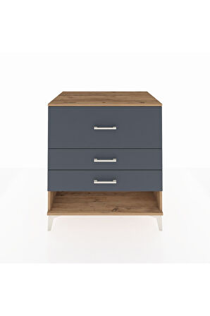 Kronos Şifonyer 3 Çekmeceli 88x59x96 Çam-Antrasit