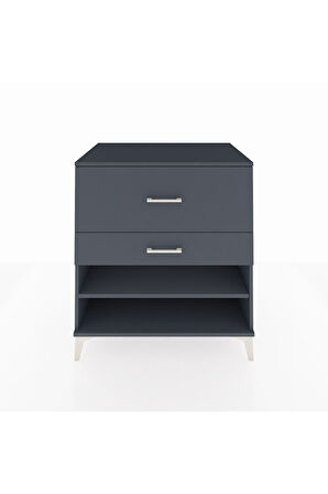 Kronos Şifonyer Tek Raflı 2 Çekmeceli 88x59x96 Antrasit-Antrasit