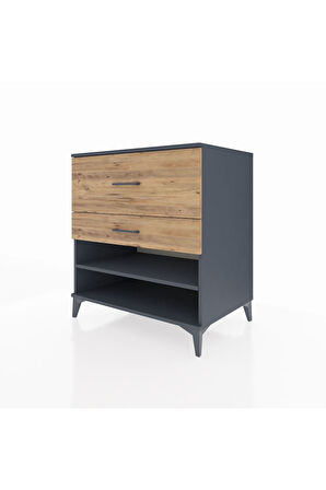 Kronos Şifonyer Tek Raflı 2 Çekmeceli 88x59x96 Antrasit-Çam