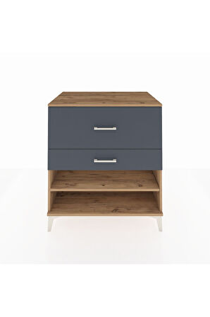 Kronos Şifonyer Tek Raflı 2 Çekmeceli 88x59x96 Çam-Antrasit