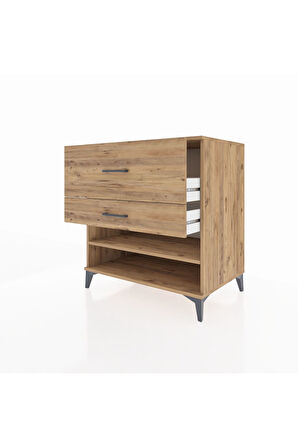 Kronos Şifonyer Tek Raflı 2 Çekmeceli 88x59x96 Çam-Çam