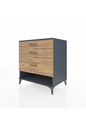 Kronos Şifonyer 3 Çekmeceli 88x59x96 Antrasit-Çam