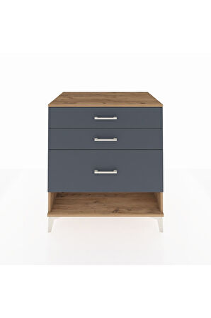 Kronos Şifonyer 3 Çekmeceli 88x59x96 Çam-Antrasit