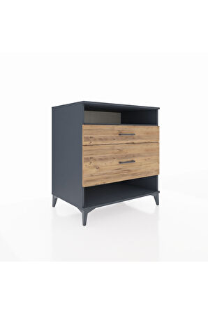 Kronos Şifonyer Tek Raflı 2 Çekmeceli 88x59x96 Antrasit-Çam