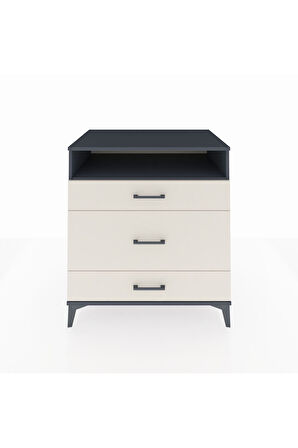 Kronos Şifonyer Tek Raflı 3 Çekmeceli 88x59x96 Antrasit-Aytaşı