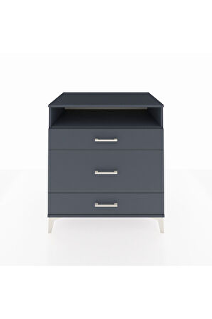 Kronos Şifonyer Tek Raflı 3 Çekmeceli 88x59x96 Antrasit-Antrasit