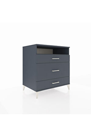 Kronos Şifonyer Tek Raflı 3 Çekmeceli 88x59x96 Antrasit-Antrasit