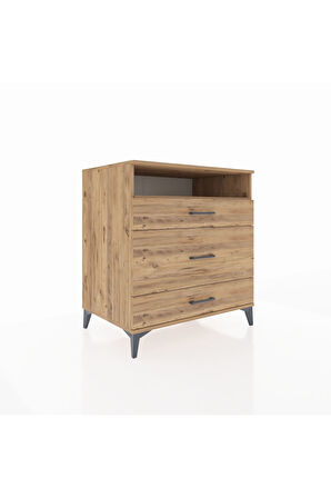 Kronos Şifonyer Tek Raflı 3 Çekmeceli 88x59x96 Çam-Çam