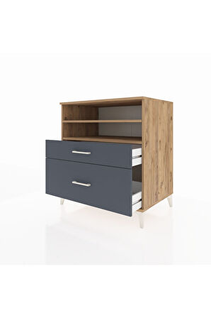 Kronos Şifonyer 2 Raflı 2 Çekmeceli 88x59x96 Çam-Antrasit