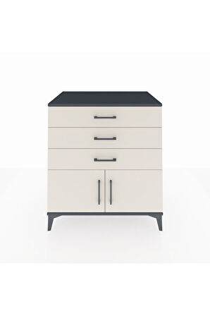 Kronos Şifonyer Tek Raflı 3 Çekmeceli 2 Kapaklı 88x59x96 Antrasit-Aytaşı