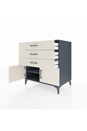 Kronos Şifonyer Tek Raflı 3 Çekmeceli 2 Kapaklı 88x59x96 Antrasit-Aytaşı