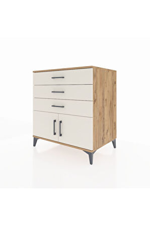 Kronos Şifonyer Tek Raflı 3 Çekmeceli 2 Kapaklı 88x59x96 Çam-Aytaşı
