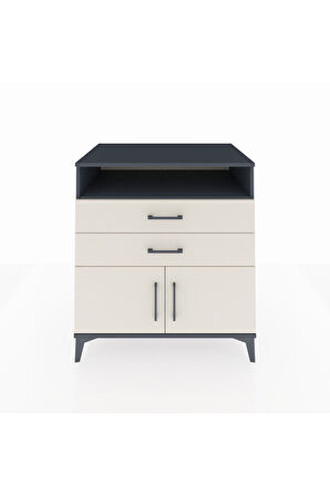 Kronos Şifonyer 2 Raflı 2 Çekmeceli 2 Kapaklı 88x59x96 Antrasit-Aytaşı