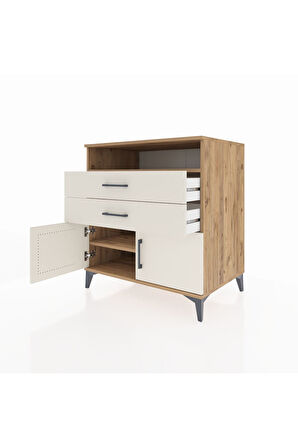 Kronos Şifonyer 2 Raflı 2 Çekmeceli 2 Kapaklı 88x59x96 Çam-Aytaşı