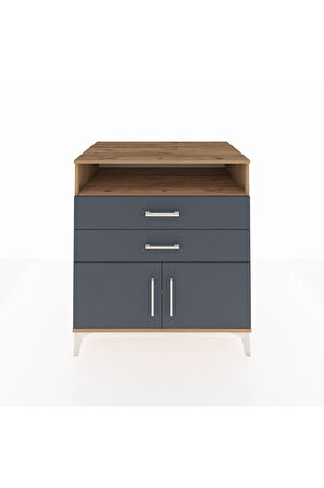 Kronos Şifonyer 2 Raflı 2 Çekmeceli 2 Kapaklı 88x59x96 Çam-Antrasit