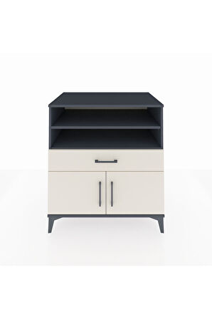 Kronos Şifonyer 3 Raflı Tek Çekmeceli 2 Kapaklı 88x59x96 Antrasit-Aytaşı