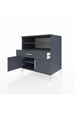 Kronos Şifonyer 3 Raflı Tek Çekmeceli 2 Kapaklı 88x59x96 Antrasit-Antrasit