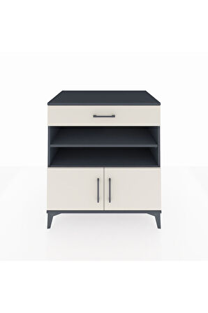 Kronos Şifonyer 3 Raflı Tek Çekmeceli 2 Kapaklı 88x59x96 Antrasit-Aytaşı