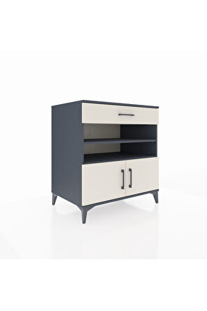 Kronos Şifonyer 3 Raflı Tek Çekmeceli 2 Kapaklı 88x59x96 Antrasit-Aytaşı