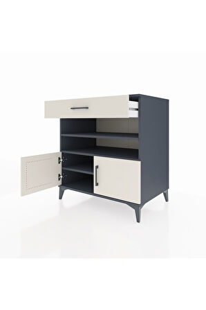 Kronos Şifonyer 3 Raflı Tek Çekmeceli 2 Kapaklı 88x59x96 Antrasit-Aytaşı