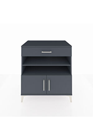 Kronos Şifonyer 3 Raflı Tek Çekmeceli 2 Kapaklı 88x59x96 Antrasit-Antrasit