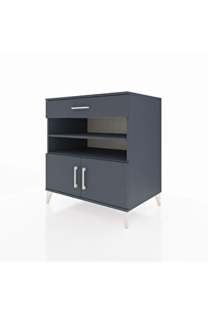 Kronos Şifonyer 3 Raflı Tek Çekmeceli 2 Kapaklı 88x59x96 Antrasit-Antrasit