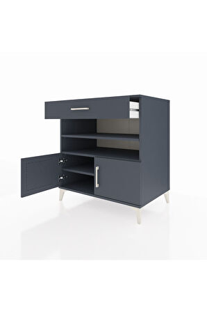 Kronos Şifonyer 3 Raflı Tek Çekmeceli 2 Kapaklı 88x59x96 Antrasit-Antrasit