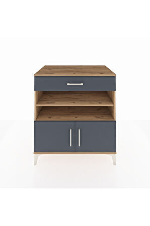 Kronos Şifonyer 3 Raflı Tek Çekmeceli 2 Kapaklı 88x59x96 Çam-Antrasit