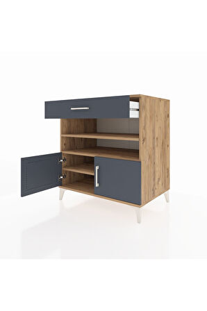 Kronos Şifonyer 3 Raflı Tek Çekmeceli 2 Kapaklı 88x59x96 Çam-Antrasit