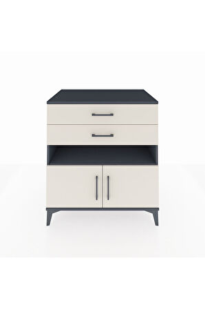 Kronos Şifonyer 2 Raflı 2 Çekmeceli 2 Kapaklı 88x59x96 Antrasit-Aytaşı