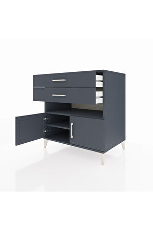 Kronos Şifonyer 2 Raflı 2 Çekmeceli 2 Kapaklı 88x59x96 Antrasit-Antrasit