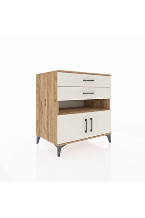 Kronos Şifonyer 2 Raflı 2 Çekmeceli 2 Kapaklı 88x59x96 Çam-Aytaşı
