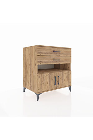 Kronos Şifonyer 2 Raflı 2 Çekmeceli 2 Kapaklı 88x59x96 Çam-Çam