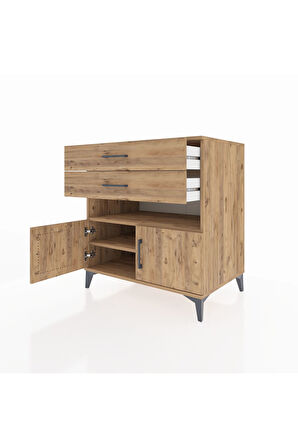 Kronos Şifonyer 2 Raflı 2 Çekmeceli 2 Kapaklı 88x59x96 Çam-Çam