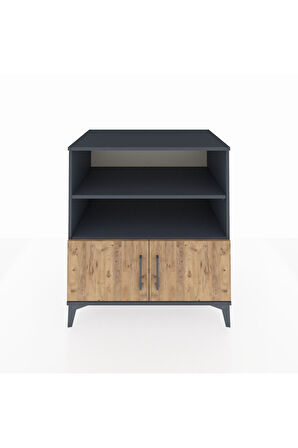 Kronos Şifonyer 3 Raflı 2 Kapaklı 88x59x96 Antrasit-Çam