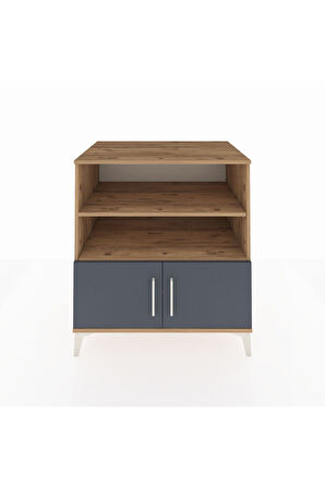 Kronos Şifonyer 3 Raflı 2 Kapaklı 88x59x96 Çam-Antrasit